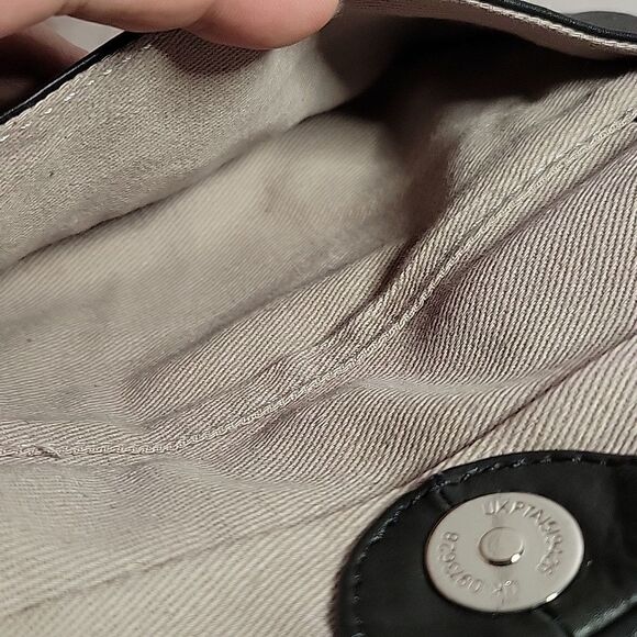 DAY & MOOD PINE CLUTCH BLACK DISTRESSED LEATHER CLUTCH WRISTLET BAG - Picture 5 of 12